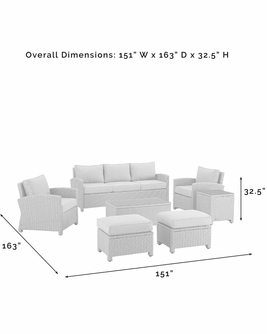 Crosley Bradenton 7Pc Outdoor Wicker Sofa Set Home Seating - Image 4