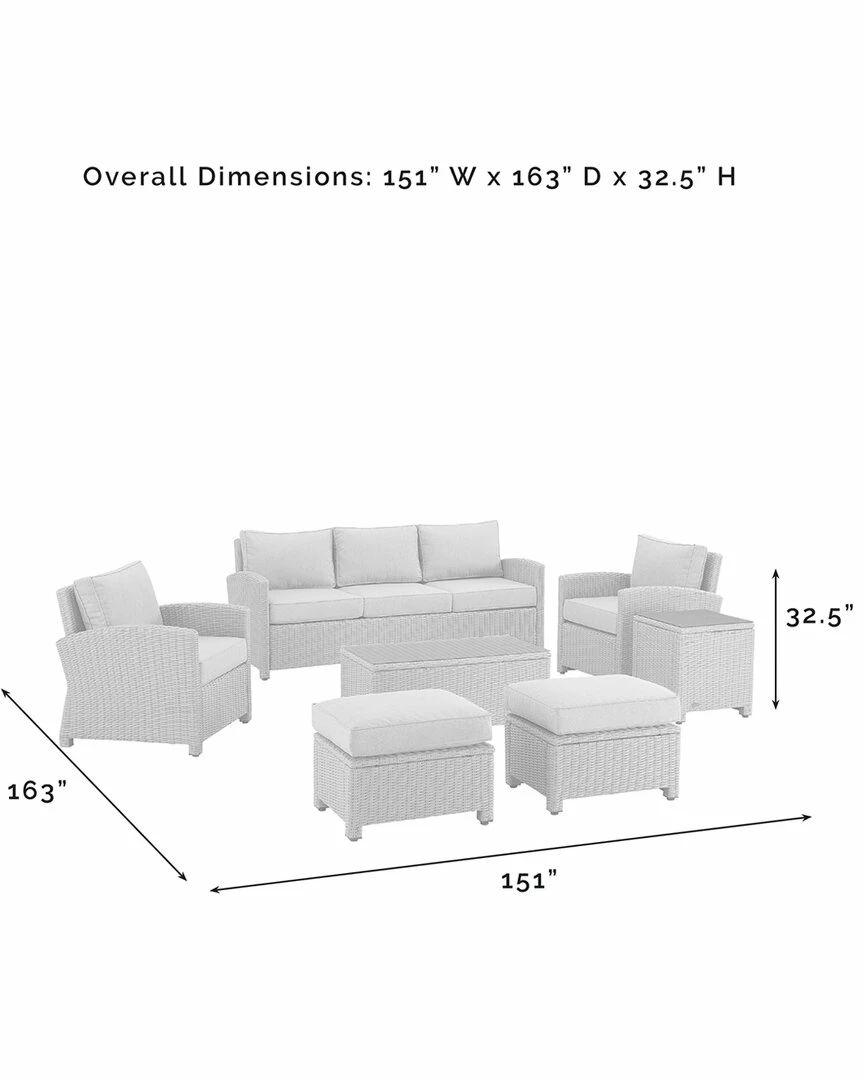 Crosley Bradenton 7Pc Outdoor Wicker Sofa Set Home Seating - Image 4