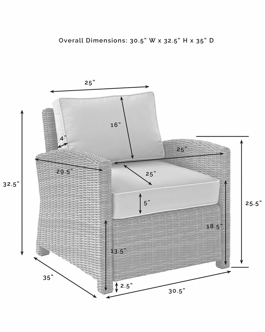 Crosley Bradenton Outdoor Wicker Armchair Home Seating - Image 5