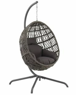 Crosley Tess Indoor/Outdoor Wicker Hanging Egg Chair Home Seating