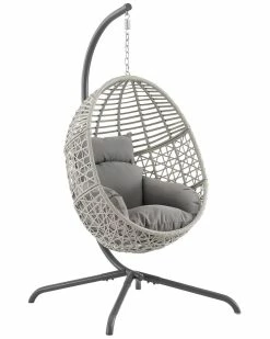 Crosley Lorelei Indoor/Outdoor Wicker Hanging Egg Chair Home Seating
