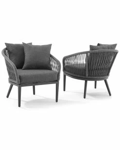 Crosley Dover 2pc Indoor/Outdoor Rope Armchair Set Home Seating
