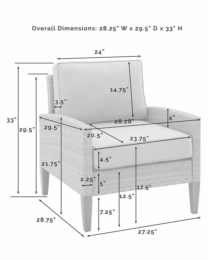 Crosley Capella 3pc Outdoor Wicker Chair Set Home Seating - Image 2