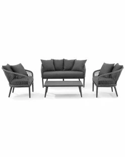 Crosley Dover 4pc Outdoor Rope Conversation Set Home Seating