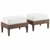 Crosley Capella 2pc Outdoor Wicker Ottoman Set Home Seating