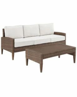 Crosley Capella Outdoor Wicker 2pc Sofa Set Home Seating