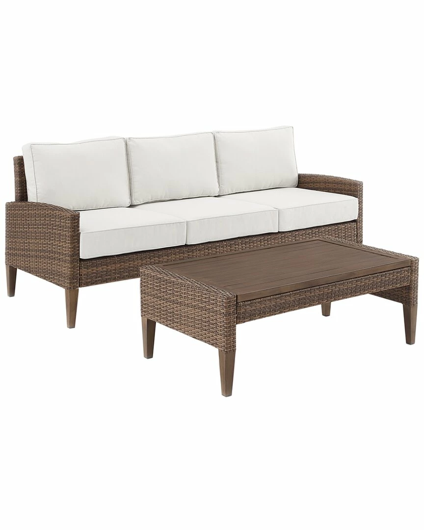 Crosley Capella Outdoor Wicker 2pc Sofa Set Home Seating
