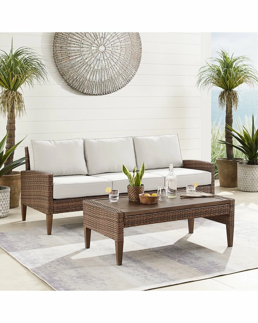 Crosley Capella Outdoor Wicker 2pc Sofa Set Home Seating - Image 2