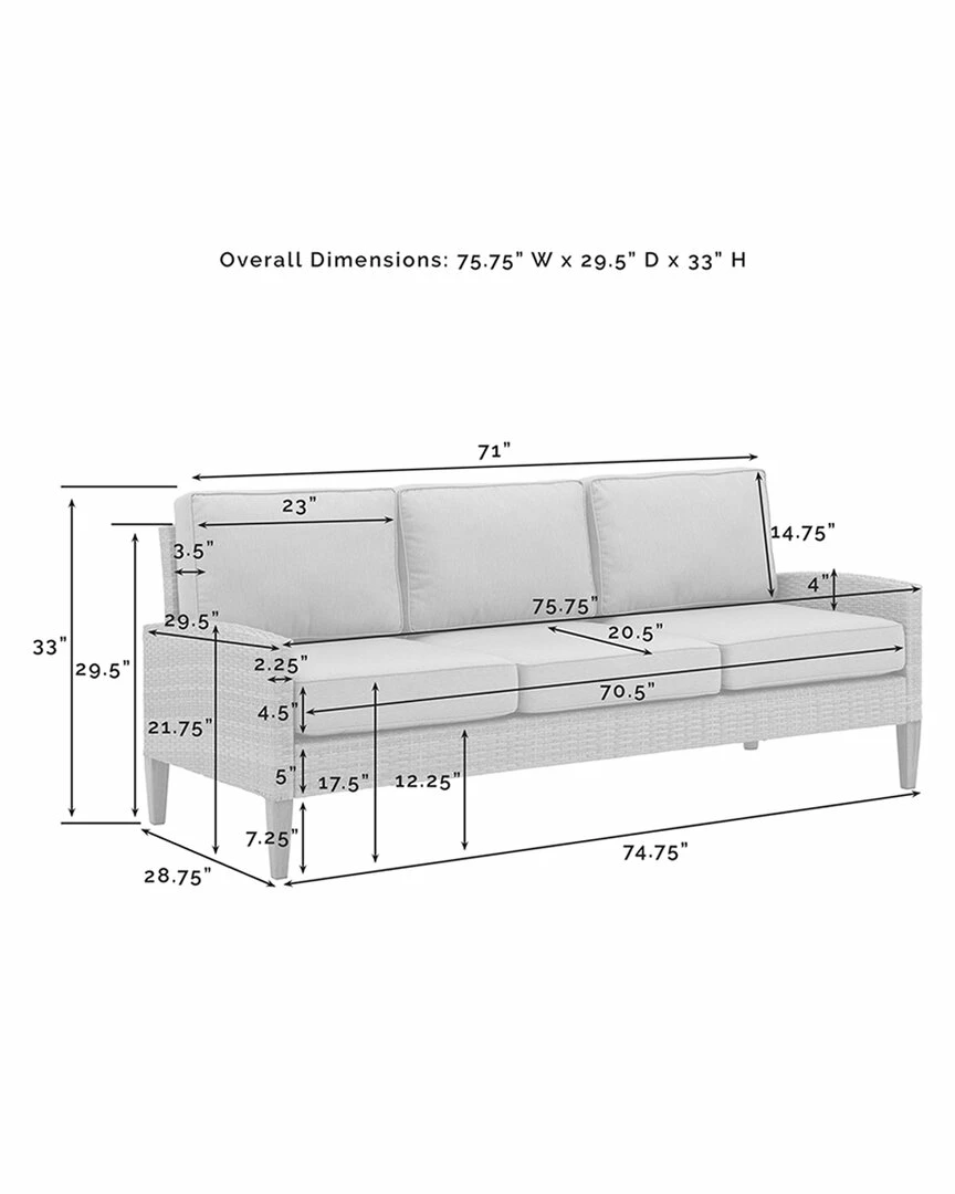 Crosley Capella 5pc Outdoor Wicker Sofa Set Home Seating - Image 3