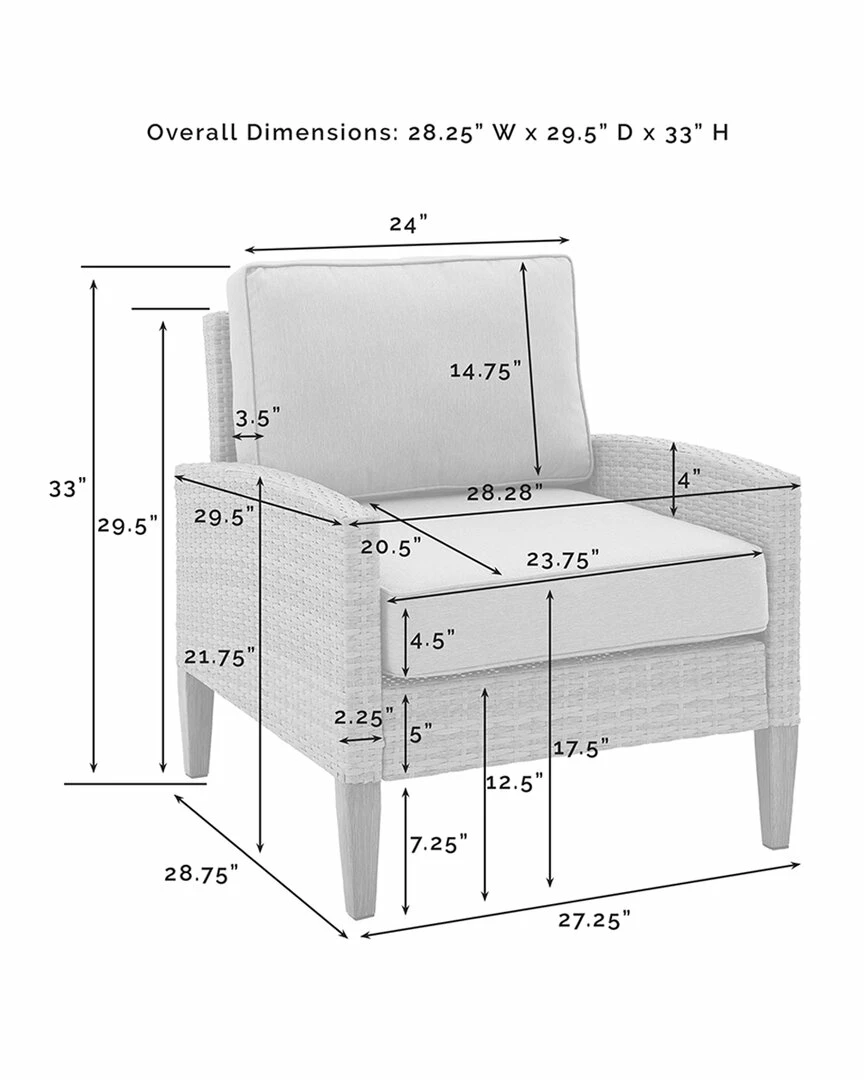 Crosley Capella Outdoor Wicker 3pc Sofa Set Home Seating - Image 4