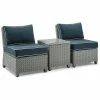Crosley Furniture Bradenton 3Pc Outdoor Wicker Chair Set Home Seating