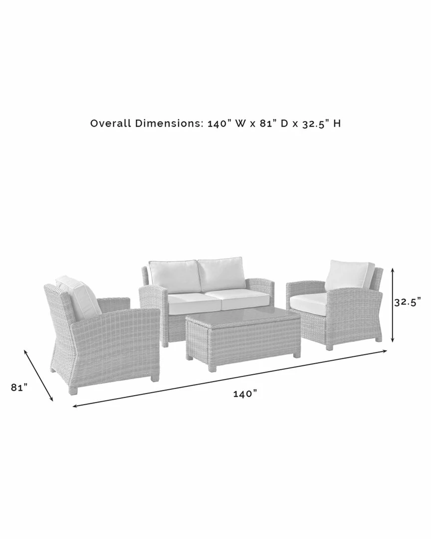 Crosley Furniture Bradenton 4Pc Outdoor Wicker Conversation Set Home Seating - Image 2