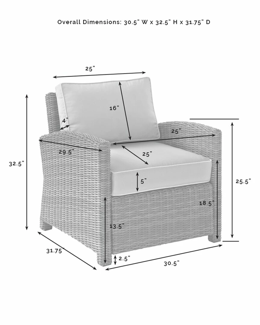 Crosley Furniture Bradenton 4Pc Outdoor Wicker Conversation Set Home Seating - Image 4