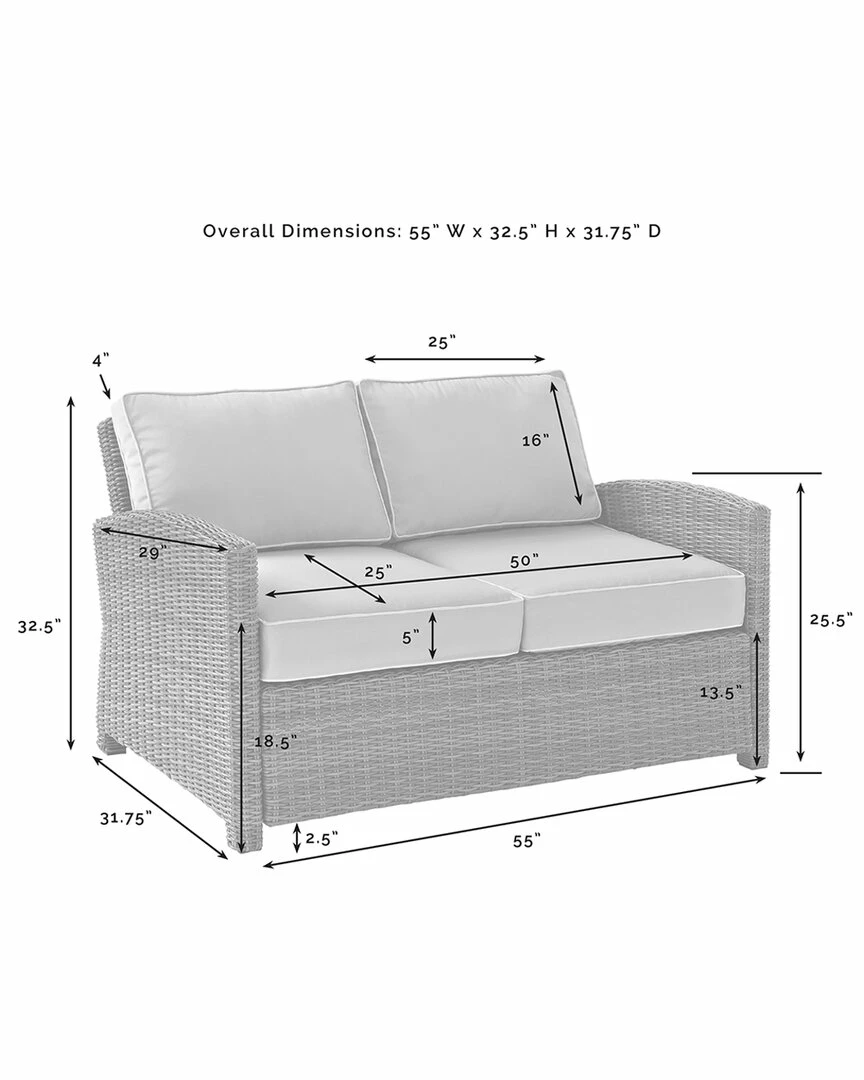 Crosley Furniture Bradenton 4Pc Outdoor Wicker Conversation Set Home Seating - Image 5