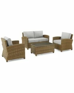 Crosley Furniture Bradenton 4Pc Outdoor Wicker Conversation Set Home Seating