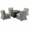 Crosley Furniture Bradenton 5Pc Outdoor Wicker Conversation Set W/Fire Table- Dante Fire Table & 4 Armless Chairs Home Seating