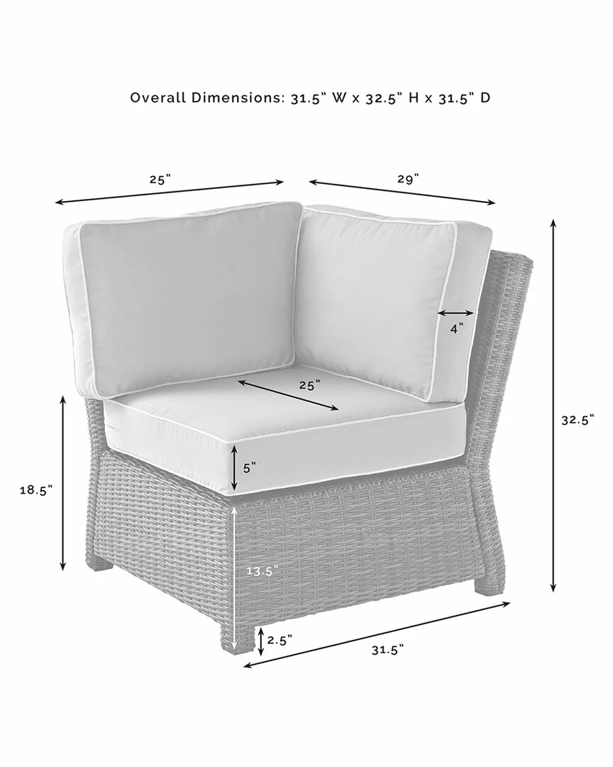 Crosley Furniture Bradenton Outdoor Wicker Sectional Corner Chair Home Seating - Image 3