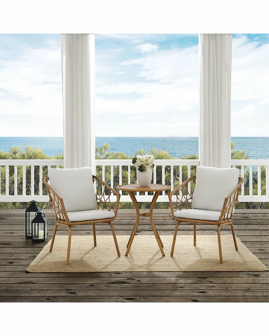 Crosley Furniture Juniper 3pc Indoor/Outdoor Wicker Bistro Set Home Dining Sets - Image 2