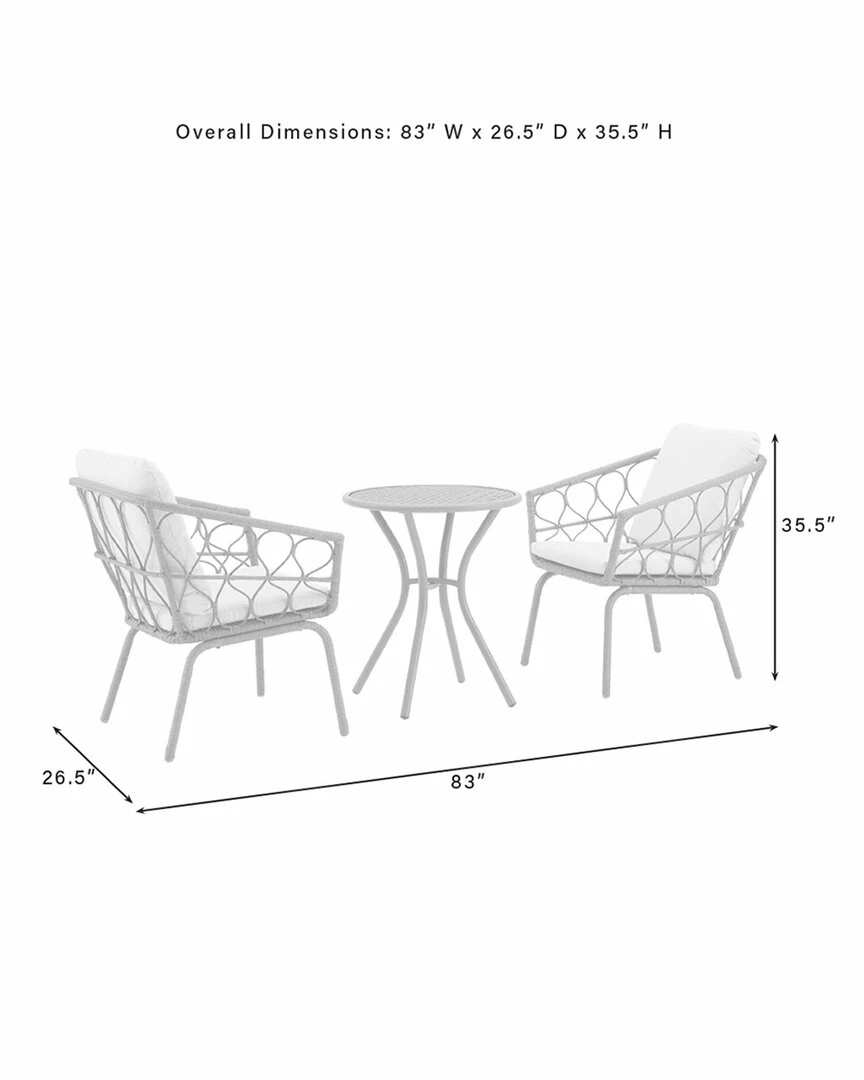 Crosley Furniture Juniper 3pc Indoor/Outdoor Wicker Bistro Set Home Dining Sets - Image 3