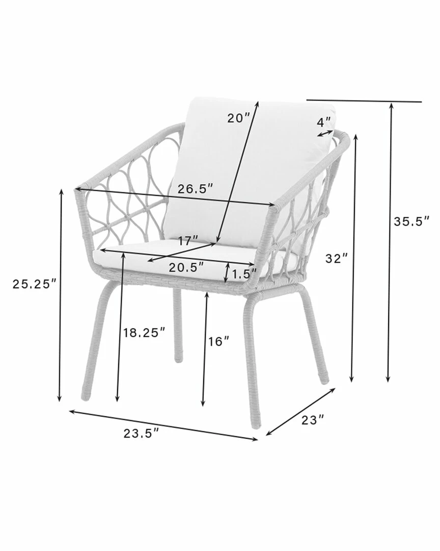 Crosley Furniture Juniper 3pc Indoor/Outdoor Wicker Bistro Set Home Dining Sets - Image 4