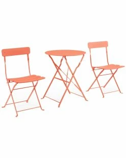 Crosley Furniture Karlee 3Pc Indoor/Outdoor Metal Bistro Set Home Dining Sets