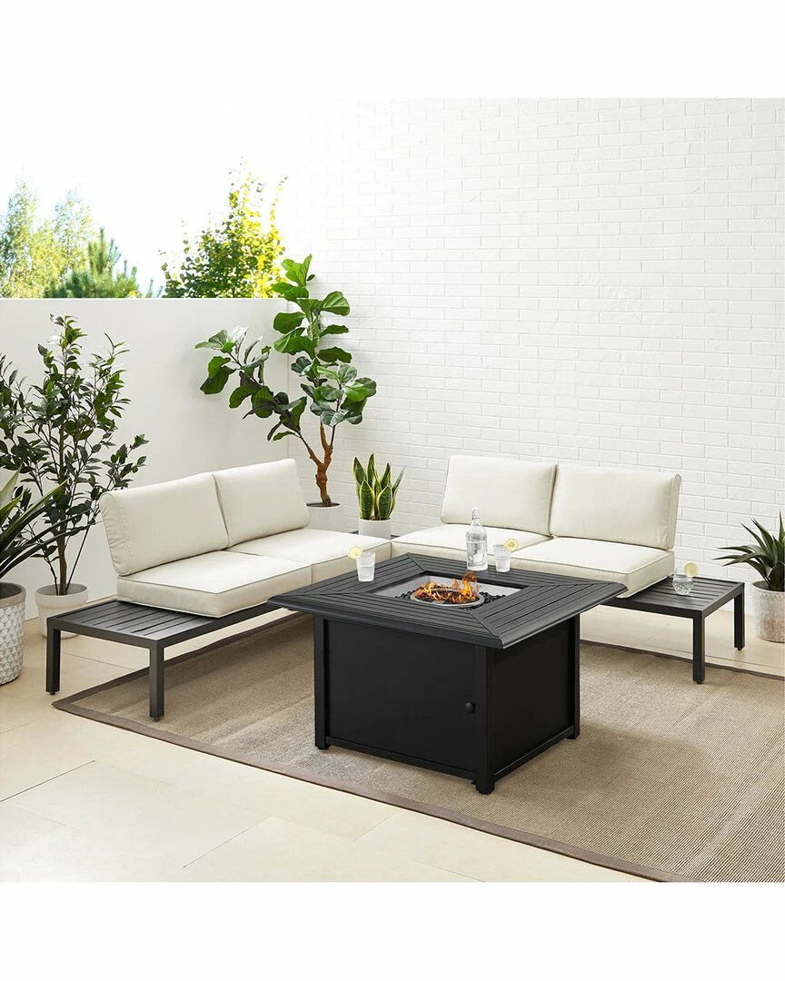 Crosley Furniture Piermont 4Pc Outdoor Metal Sectional Set Home Seating - Image 2