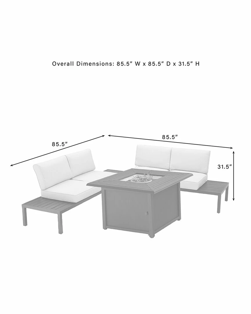 Crosley Furniture Piermont 4Pc Outdoor Metal Sectional Set Home Seating - Image 3