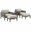 Crosley Furniture Prescott 5Pc Outdoor Wicker Armchair Set Home Seating