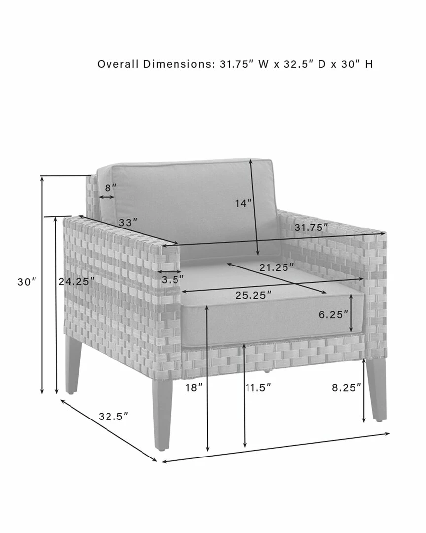 Crosley Furniture Prescott Outdoor Wicker Armchair Home Seating - Image 3