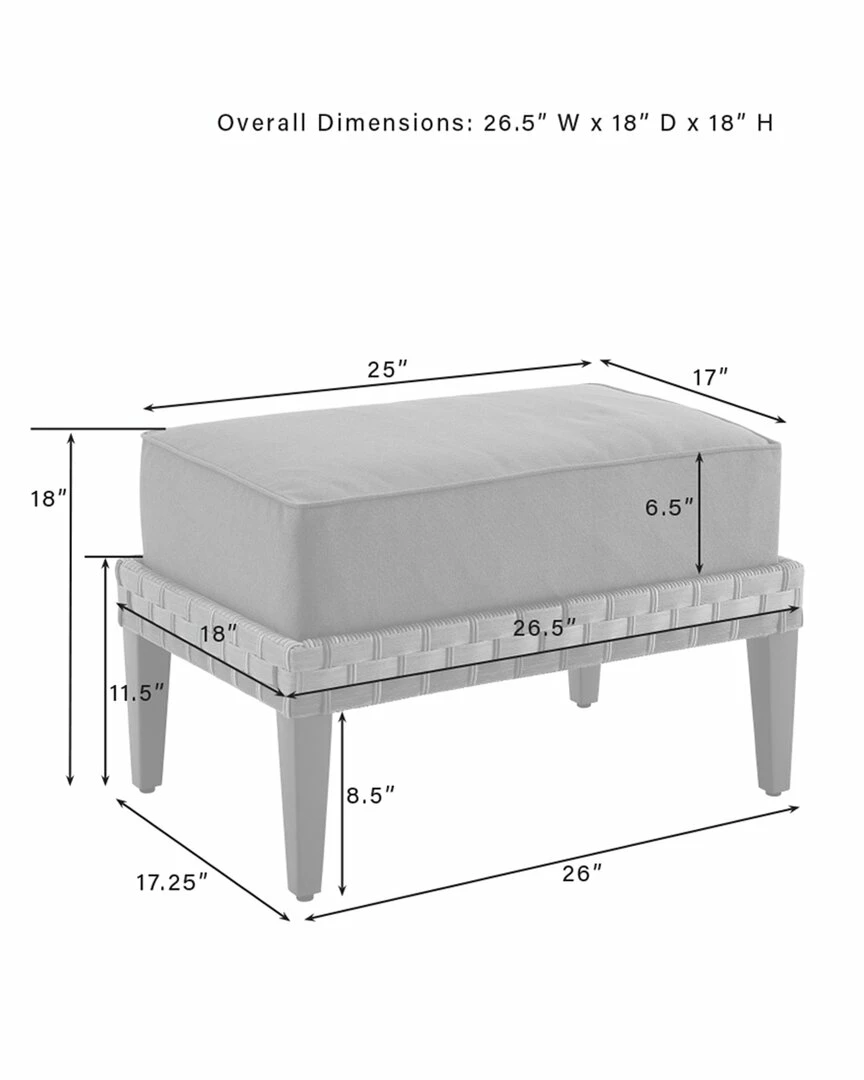 Crosley Furniture Prescott Outdoor Wicker Ottoman Home Seating - Image 3