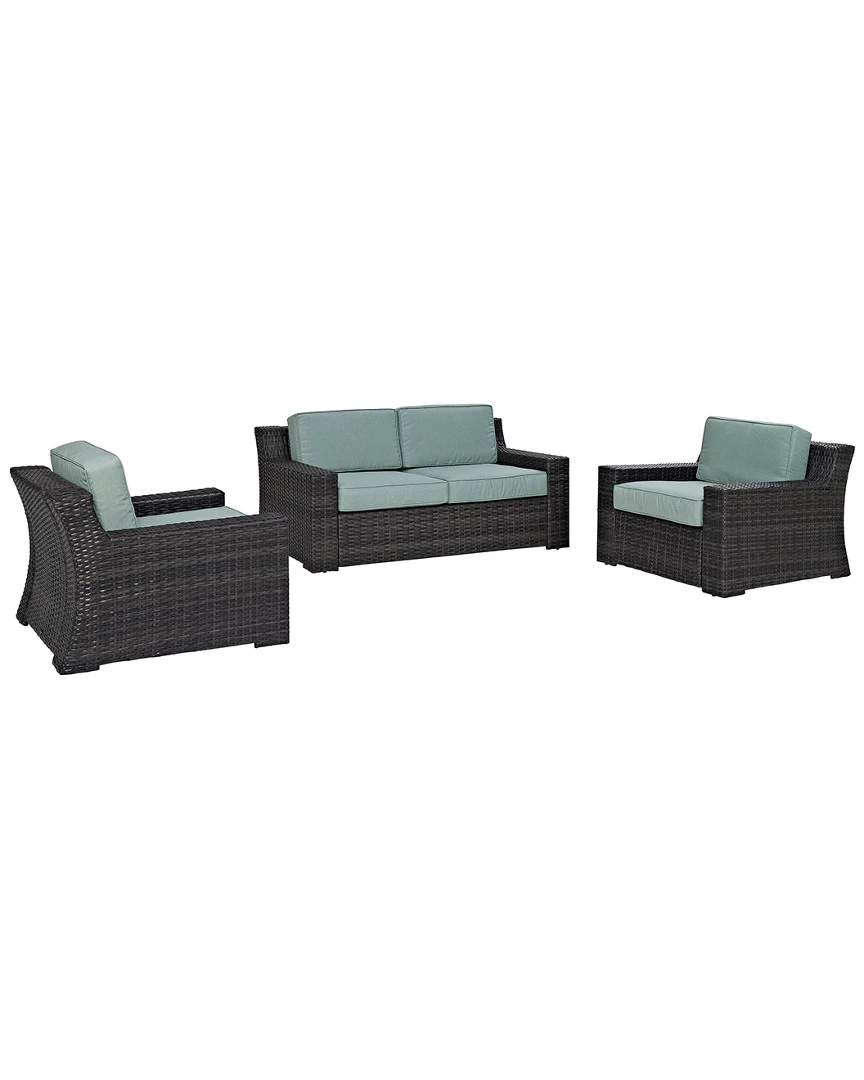 Crosley Beaufort 3pc Outdoor Wicker Conversation Set Home Seating