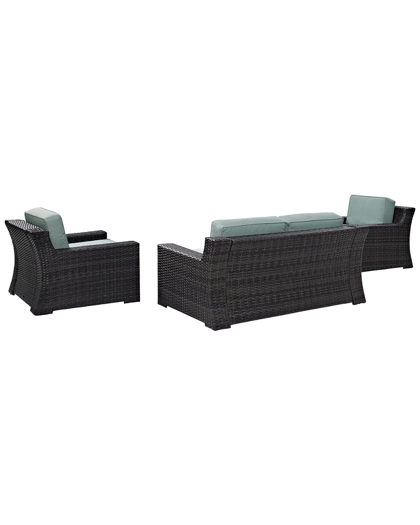 Crosley Beaufort 3pc Outdoor Wicker Conversation Set Home Seating - Image 2