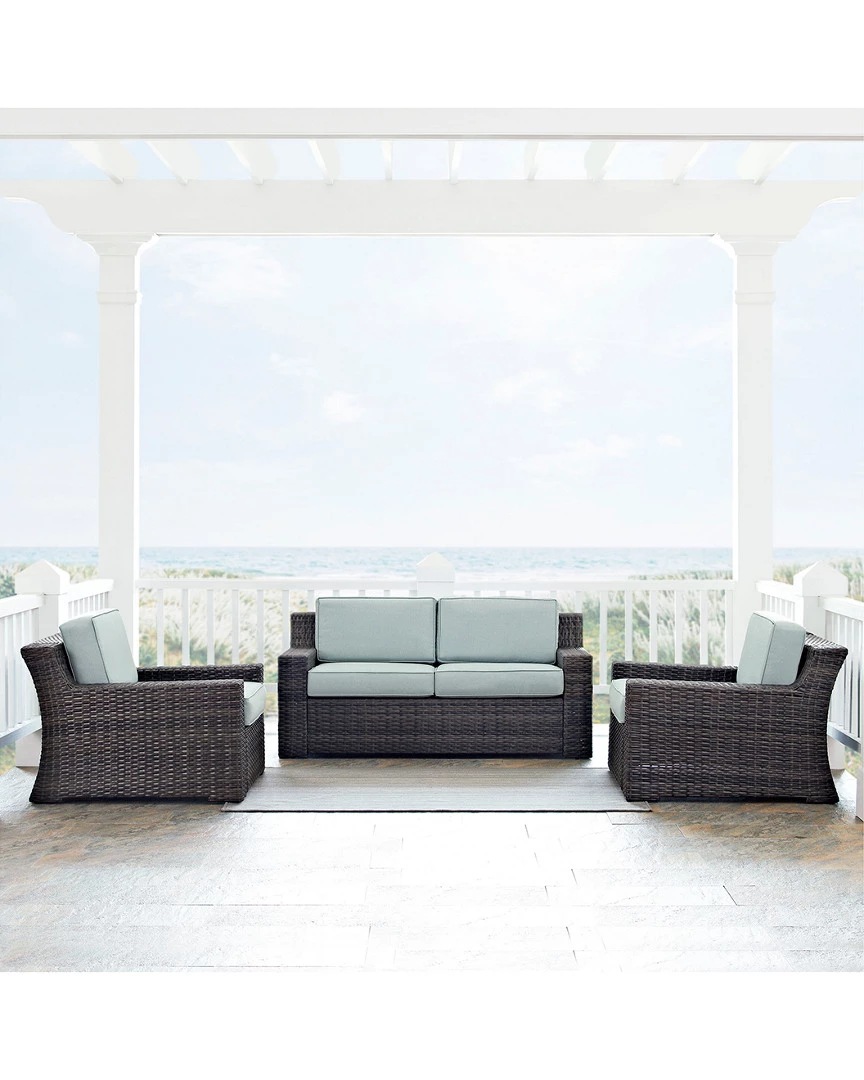 Crosley Beaufort 3pc Outdoor Wicker Conversation Set Home Seating - Image 3