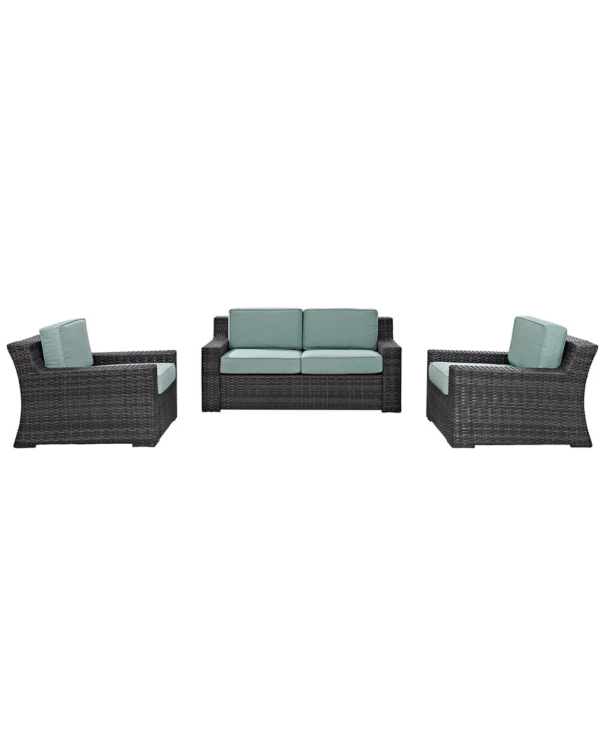 Crosley Beaufort 3pc Outdoor Wicker Conversation Set Home Seating - Image 4