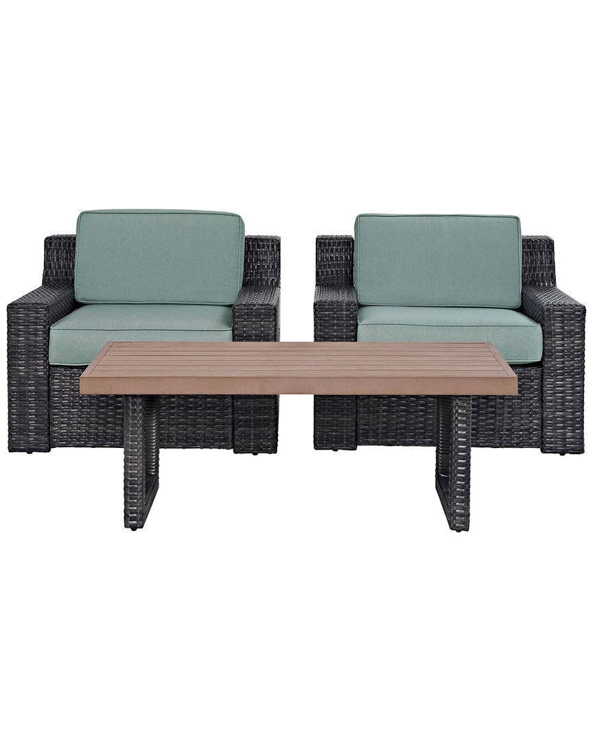 Crosley Beaufort 3pc Outdoor Wicker Chat Set Home Seating - Image 2