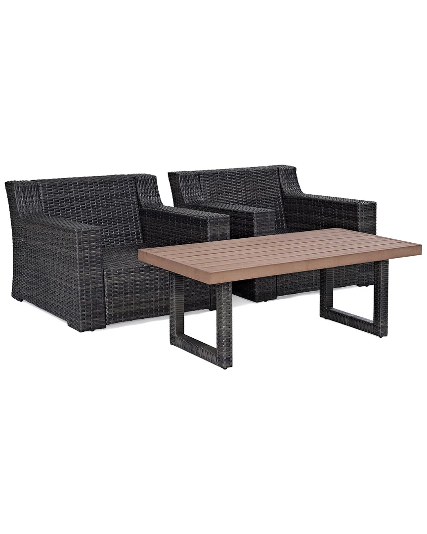 Crosley Beaufort 3pc Outdoor Wicker Chat Set Home Seating - Image 3