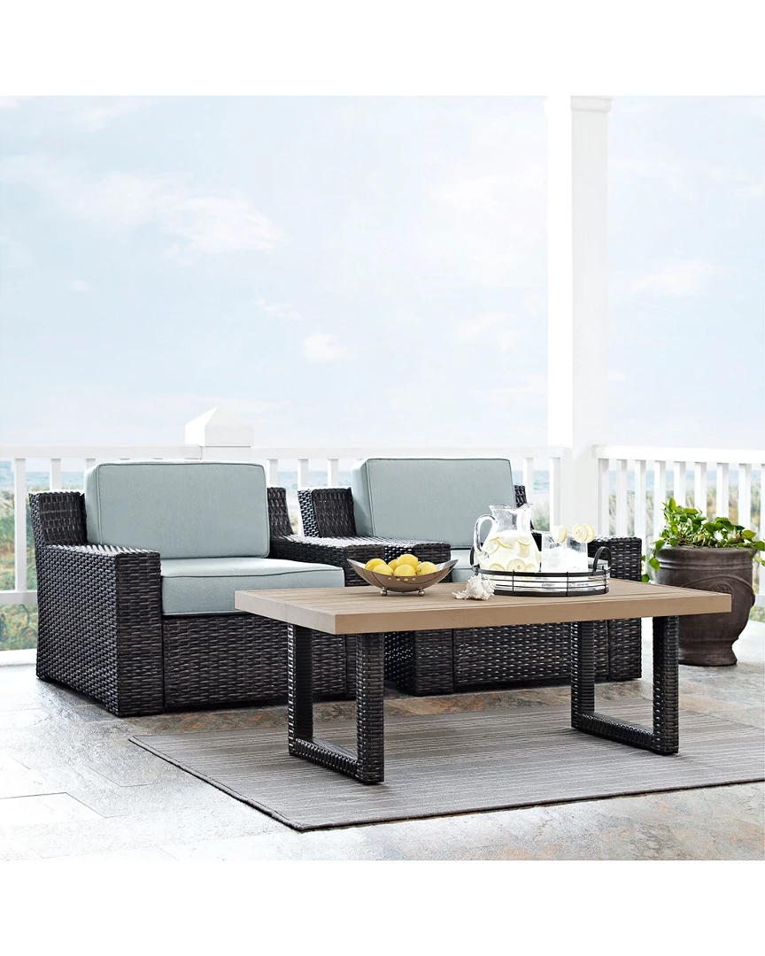 Crosley Beaufort 3pc Outdoor Wicker Chat Set Home Seating - Image 4