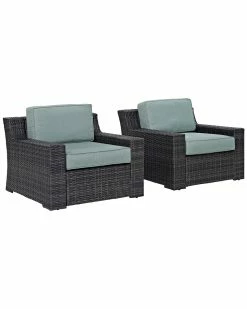 Crosley Beaufort 2pc Outdoor Wicker Chair Set Home Seating