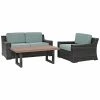 Crosley Beaufort 3pc Outdoor Wicker Conversation Set Home Seating