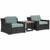 Crosley Beaufort 3pc Outdoor Wicker Chat Set Home Seating