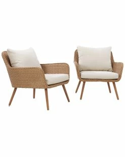 Crosley Landon 2pc Outdoor Wicker Chair Set Home Seating