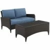 Crosley Kiawah 2pc Outdoor Wicker Chat Set Home Seating
