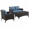 Crosley Kiawah 3pc Outdoor Wicker Conversation Set Home Seating
