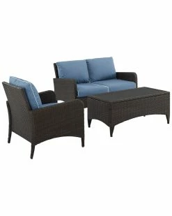 Crosley Kiawah 3pc Outdoor Wicker Conversation Set Home Seating