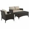 Crosley Kiawah 3pc Outdoor Wicker Conversation Set Home Seating