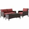 Crosley Kiawah 3pc Outdoor Wicker Conversation Set Home Seating