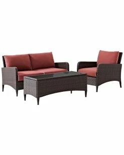 Crosley Kiawah 3pc Outdoor Wicker Conversation Set Home Seating