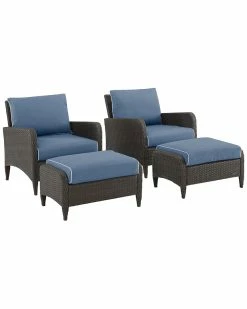 Crosley Kiawah 4pc Outdoor Wicker Chat Set Home Seating