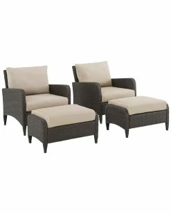 Crosley Kiawah 4pc Outdoor Wicker Chat Set Home Seating