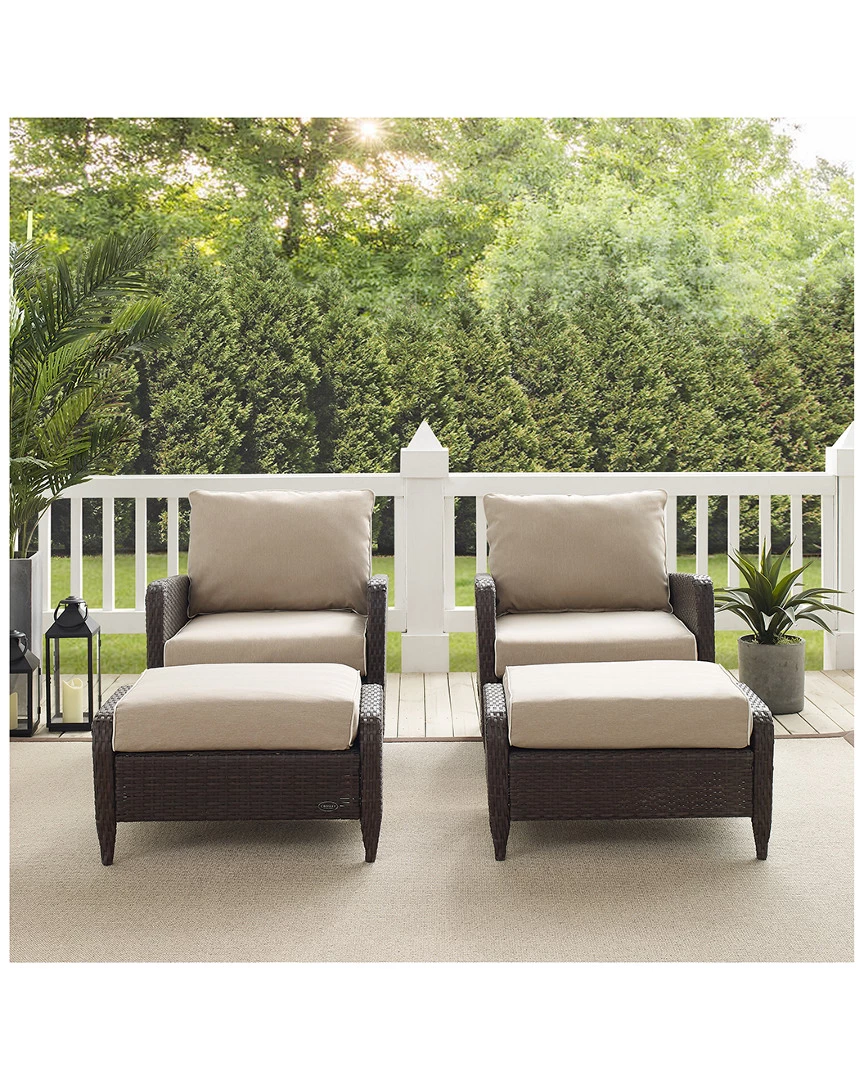 Crosley Kiawah 4pc Outdoor Wicker Chat Set Home Seating - Image 4